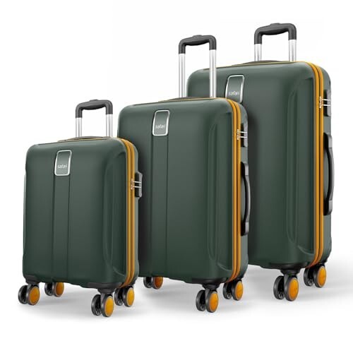 Safari Thorium Neo 8 Wheels Spinner Set of 3 Trolley Bags, Dusk Green