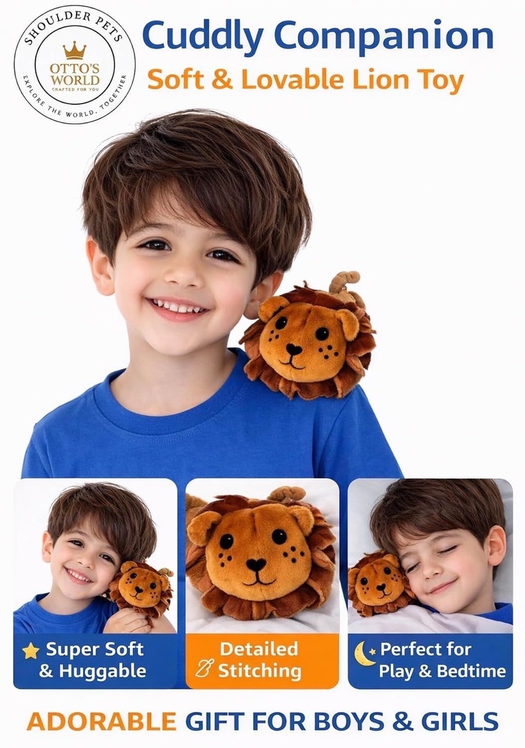 OTTO'S WORLD Magnetic Lion Shoulderpet | Soft Plushie Toy | Birthday Return Gift | Boys Girls