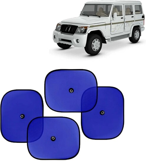 KINGSWAY Car Window Curtain Sticky Sun Shades Compatible with Mahindra Bolero, (Year 2000-2019), 4 Pieces