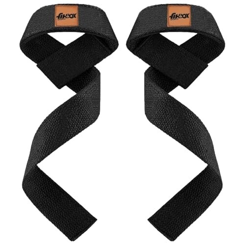 FitBox Sports Premium Lifting Straps, Powerlifting, Wrist Supporter For Deadlifting With Padded Support - Black