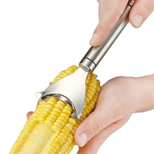 2 in 1 Stainless Steel Julienne Vegetable Peeler Multi-Functional Fruit & Veggie Shredder Slicer and Grater for Potatoes, Carrots, Cucumbers (Corn Peeler)