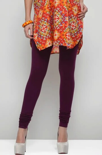 Frenchtrendz Women's Cotton Leggings O(Dark Purple, S)