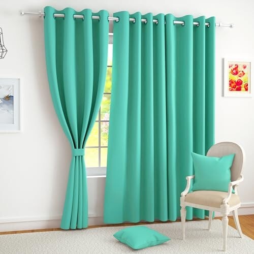 Story@Home 100% True Blackout Curtains Semi Long Door 8 Feet Set of 1, Solid Design | Room Darkening Curtain, Thermal Insulated Curtains for Living Room, Bedroom | (116 x 242 cm, Mint Green)