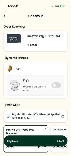 Amazon Pay Gift Card 90% Off Only on App