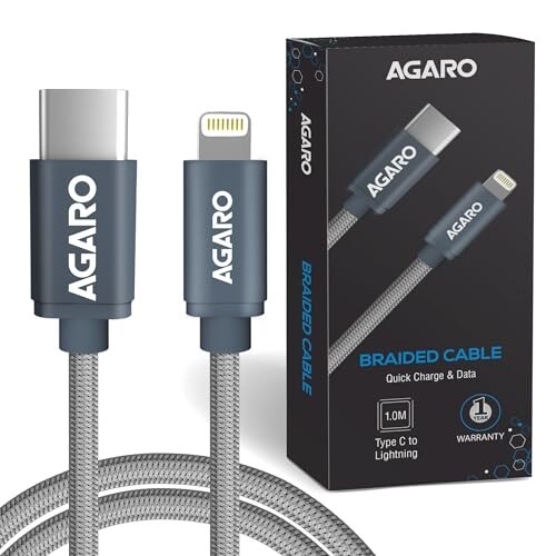 AGARO Blaze Type C to Lightning Nylon Braided cable 1M