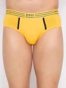 John Players Pack of 2 Pack of 2 Yellow Cotton Solid Solid Men Br...more
