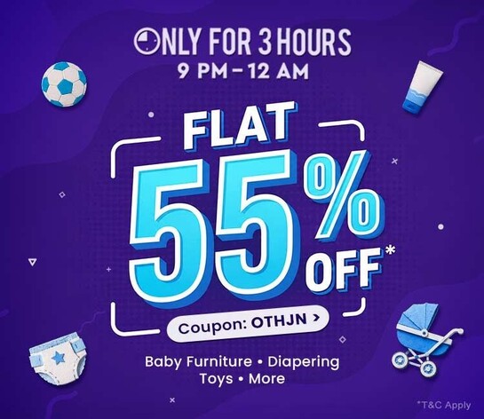 Flat 55% off on Baby Furniture, Diapering, Toys & More...