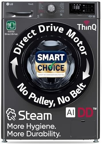 LG Smart Choice, 9 Kg, 5 Star, AI Direct Drive Technology, Steam