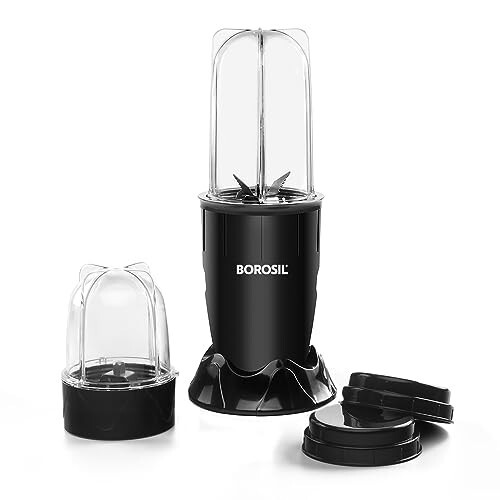 Borosil 400W Nutrifresh Black Blender | 2 Jars (500ml Direct Drink/Smoothie Jar + 300ml Chutney Jar)