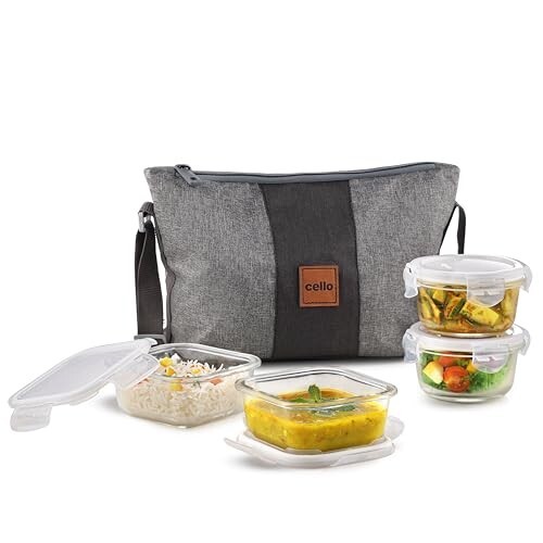 CELLO Glassy Square Lunch Box with Jacket For Office, Transparent 