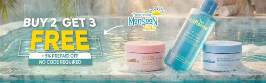Mcaffeine - Take a Dip MonSoon Sale | Buy 2 Get 3 FREE AddProducts To Avail The Offer + 5% prepaid off | Free Surprise product