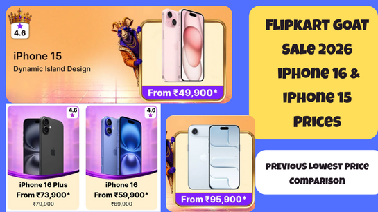Flipkart GOAT Sale 2026 iPhone 16 & iPhone 15 Prices