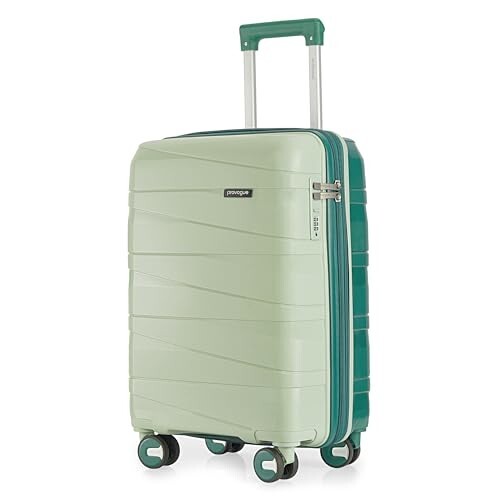 Provogue Azure Hard-Sided PP 55 Cm Cabin Luggage Suitcase | Expandable Space with 8 Wheels Trolley Bags for Travel | Lightweight with Combination Lock | 5 Year Warranty (Laurel Green/Hunter Green)