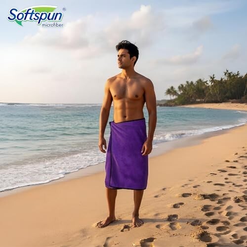 SOFTSPUN Microfiber Bath Towel 1 pc Purple, Ultra Absorbent Super Soft & Comfortable Quick Drying for Men & Women Daily Use Extra Large Size Unisex.