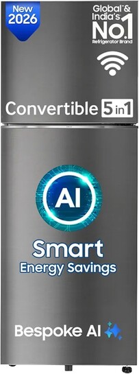 Samsung 330 L, 3 Star, Convertible 5-in-1, Digital Inverter, Frost Free Double Door, WiFi Bespoke AI Refrigerator
