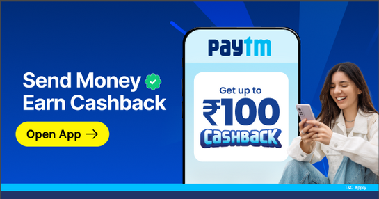 Paytm - Get upto ₹100 cashback on your first UPI payment of ₹9 or above | Valid For New User