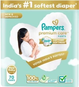 Pampers Premium Care Pants NB 70 | No Marks | Indias Softest Diap...more