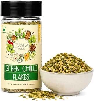 Rasatva Green Chilli Flakes | 30g | Hot & Spicy Pizza Pasta Seasoning