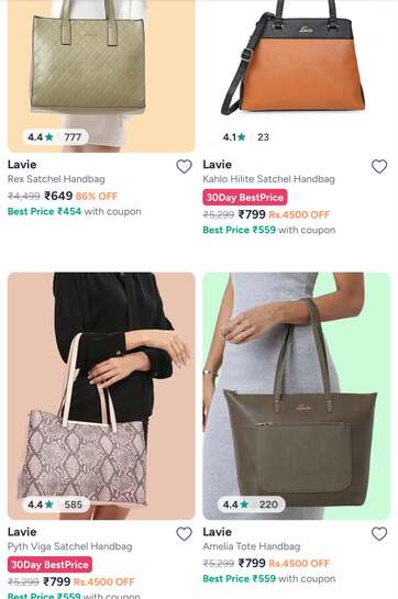 Lavie handbags at 88%off