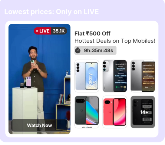 Flipkart Liveshop Watch and Get ₹500 off on Selected Mobiles 