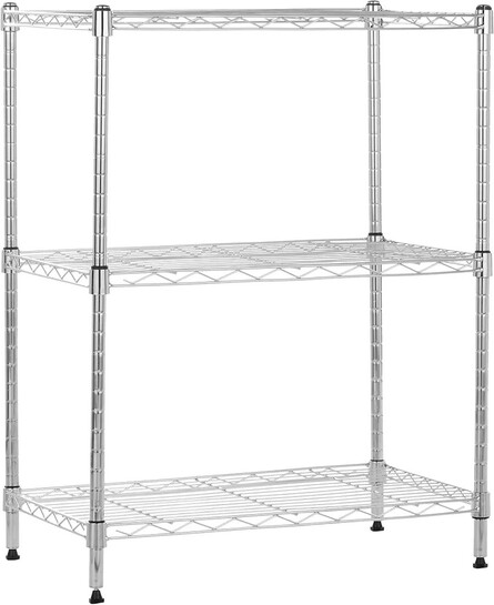 amazon basics 3-Shelf Shelving Unit - Chrome (Steel)