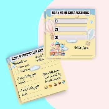 Balloonistics Baby Shower Activity Cards Pack of 20 | Teddy Bear Theme | Predictions Wishes