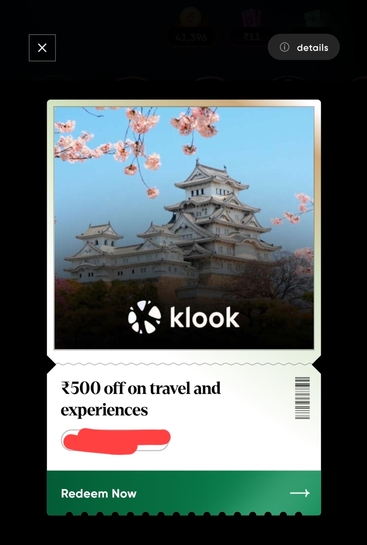 Cred X klook - get 500rs klook voucher (no mov)