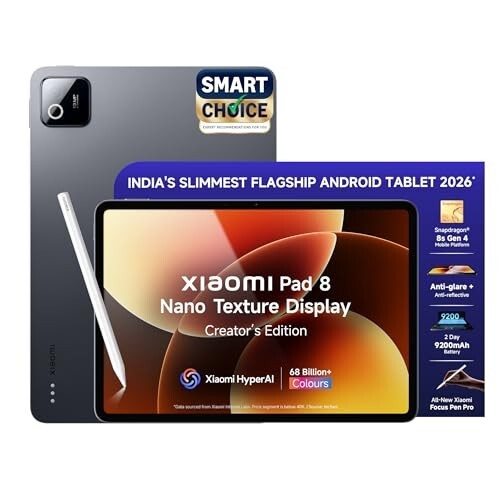XIAOMI Pad 8 Nano Texture Display Creator's Edition with Focus Pen Pro [Smartchoice] Snapdragon 8s Gen 4 |11.2" 3.2K | 12GB, 256GB | Ultra Slim Metal Design | 9200mAh Battery |Wi-Fi 7 | Graphite Grey