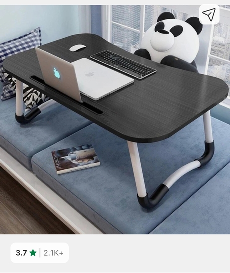 FurniGully Wood Portable Laptop Table (Finish Color -BLACK, Pre Assembled)
