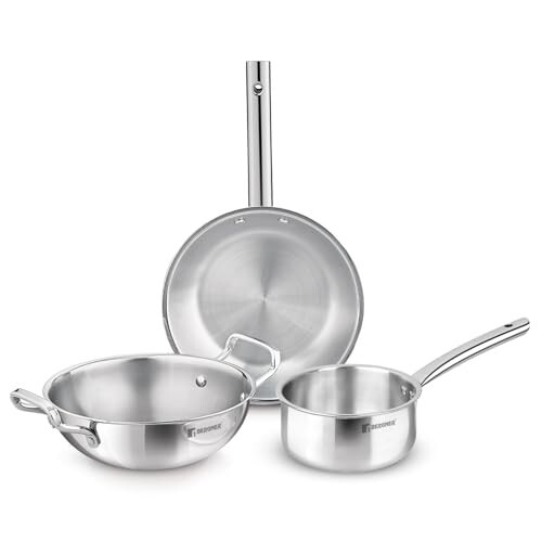 Bergner TriPro 3 Pcs Tri-Ply Stainless Steel Induction Bottom Cookware Set 