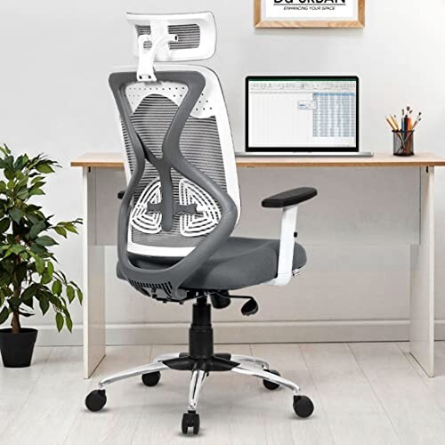 Da URBAN® Merlion Office Chair,High Back Mesh Ergonomic Home Office Desk Chair  (Grey)