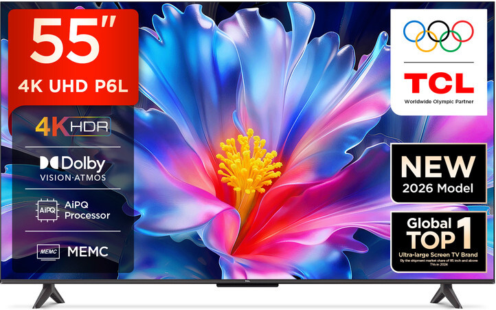 [₹1000 extra off LiveShop+] TCL P6L 138 cm (55 inch) Ultra HD (4K) LED Smart Google TV 2026 Edition