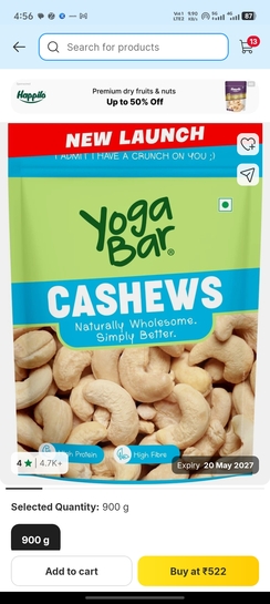 Yoga bar cashews 320 size of 900g