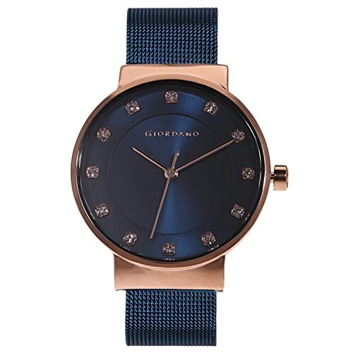 Giordano Analog Stylish Watch for Women | Round Shape with Stainless Steel Case Wrist Watch - A2062