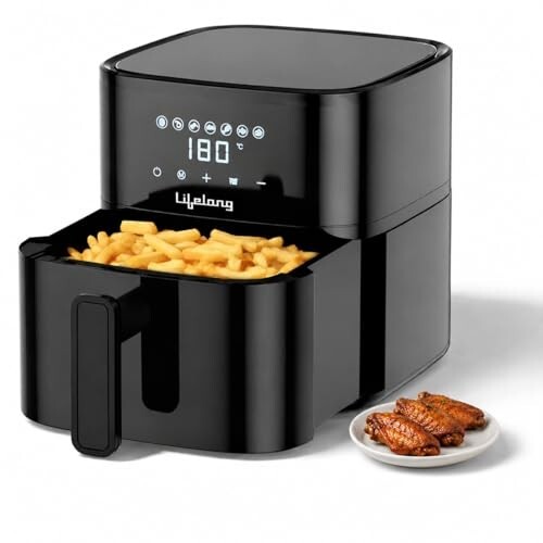 Lifelong 4.2L Digital Air Fryer |7 Preset Menus| Detachable Handle,Touch Panel,Non-Stick Basket |1200W Quick Heating (Black)