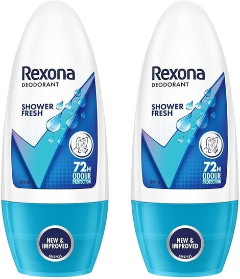 Rexona Shower Fresh Underarm Roll On Perfume For Women, Antiperspirant, Removes Odour, Keeps Skin Fresh & Clean, Alcohol Free, Skin Friendly, 50 Ml (Pack of 2) @ 95 only 