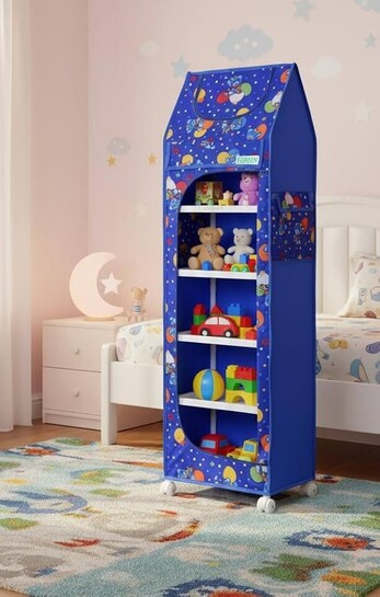 FLIPZON Baby Wardrobe Plastic 6 Shelves | Multipurpose | Unbreakable | Foldable | Blue