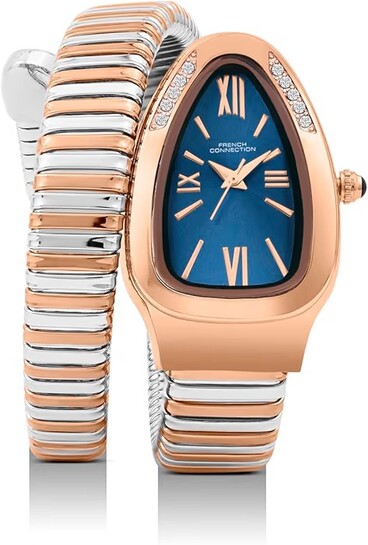French Connection Eternelle Curve | Blue Dial with Rose Gold Case