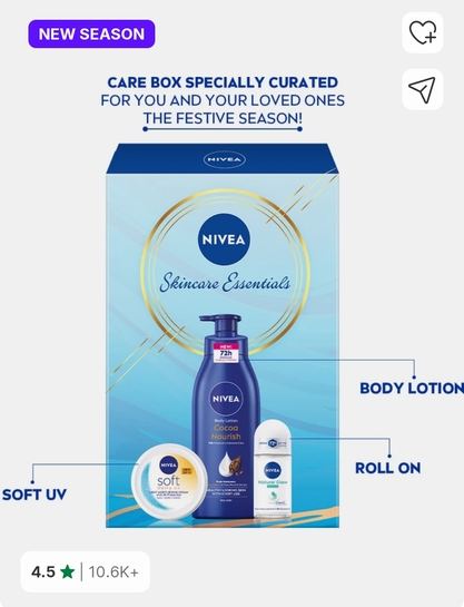 NIVEA Combo with Moisturizer Body Lotion, Soft Face Cream with SPF, Deo Roll for Women (650 ml)