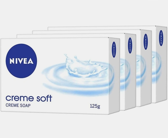NIVEA Creme Soft Soap, Travel, Handwash, Bath Soap, PH Balanced, for Men & Women (4 x 125 g)