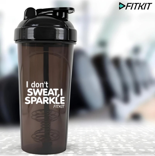 FITKIT Classic Bottle 700 ml Plastic Shaker (Pack of 1, Black)