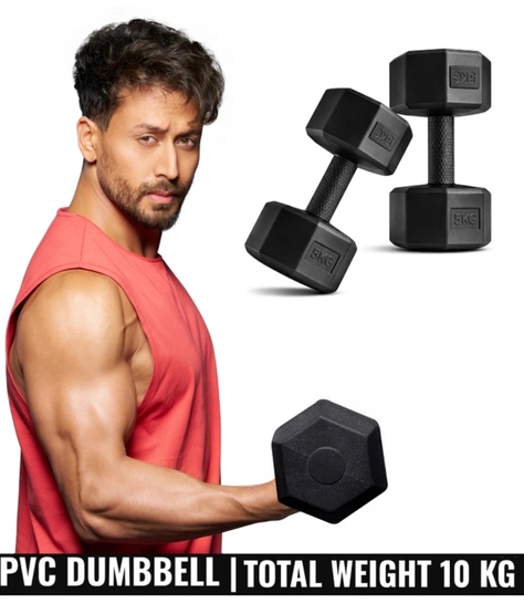 SLOVIC PVC Dumbbells Set for Home Gym 5 Kg Set of 2 Fixed Weight Dumbbell (10 kg)