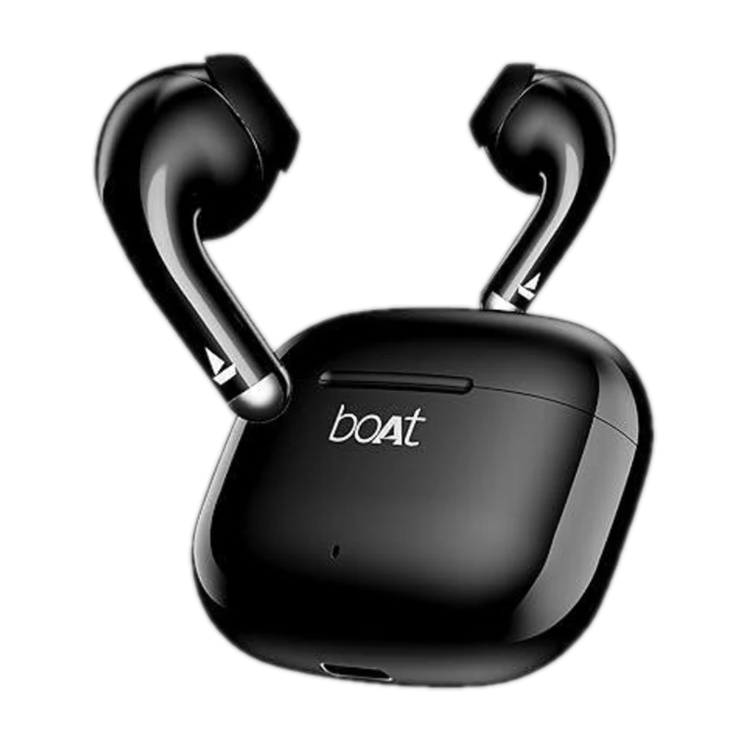 boAt Airdopes 101v2, Flex Fit Tips, 13mm Drivers, Stream Ad Free Music via App Support Bluetooth Headset (Pitch Black, True Wireless)