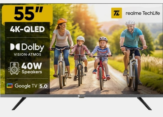 realme TechLife 139 cm (55 inch) QLED Ultra HD (4K) Smart Google TV (55UHDGQRDDVQ)