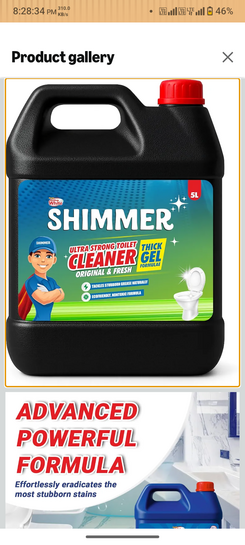 Shimmer Toilet Cleaner Liquid - 5L Mega Jar | Thick Bathroom Cleaning Liquid | Removes Tough Stains & Limescale