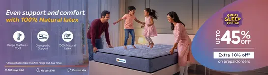 Sleepwell-Upto 45% + 10%OFF on prepaid Great Mattress Festival