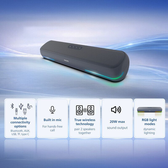 PHILIPS TAB4120BL/94 20 W Bluetooth Soundbar (Sky Blue, Mono Channel)