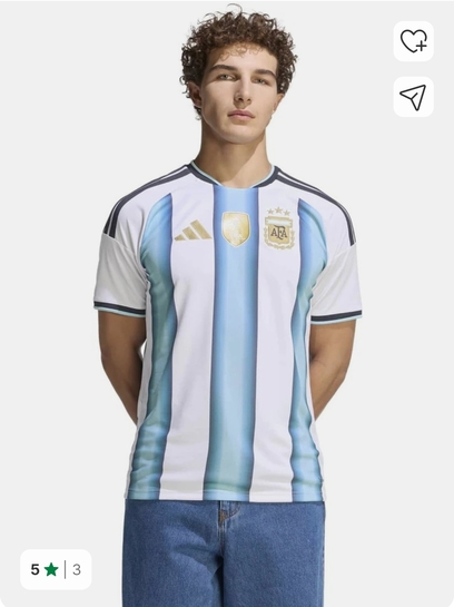 adidas Official FIFA World Cup Argentina Jersey Men Printed Mandarin Collar Polyester White T-Shirt