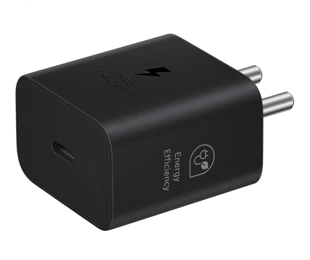 Samsung Original 25W USB Type-C Travel Adaptor Without Cable for Google Pixel, Xiaomi, Motorola, iPhone, Samsung Galaxy Tab S/A Series, Galaxy S10/M54/M55/A80/A90/S25/S24, Black