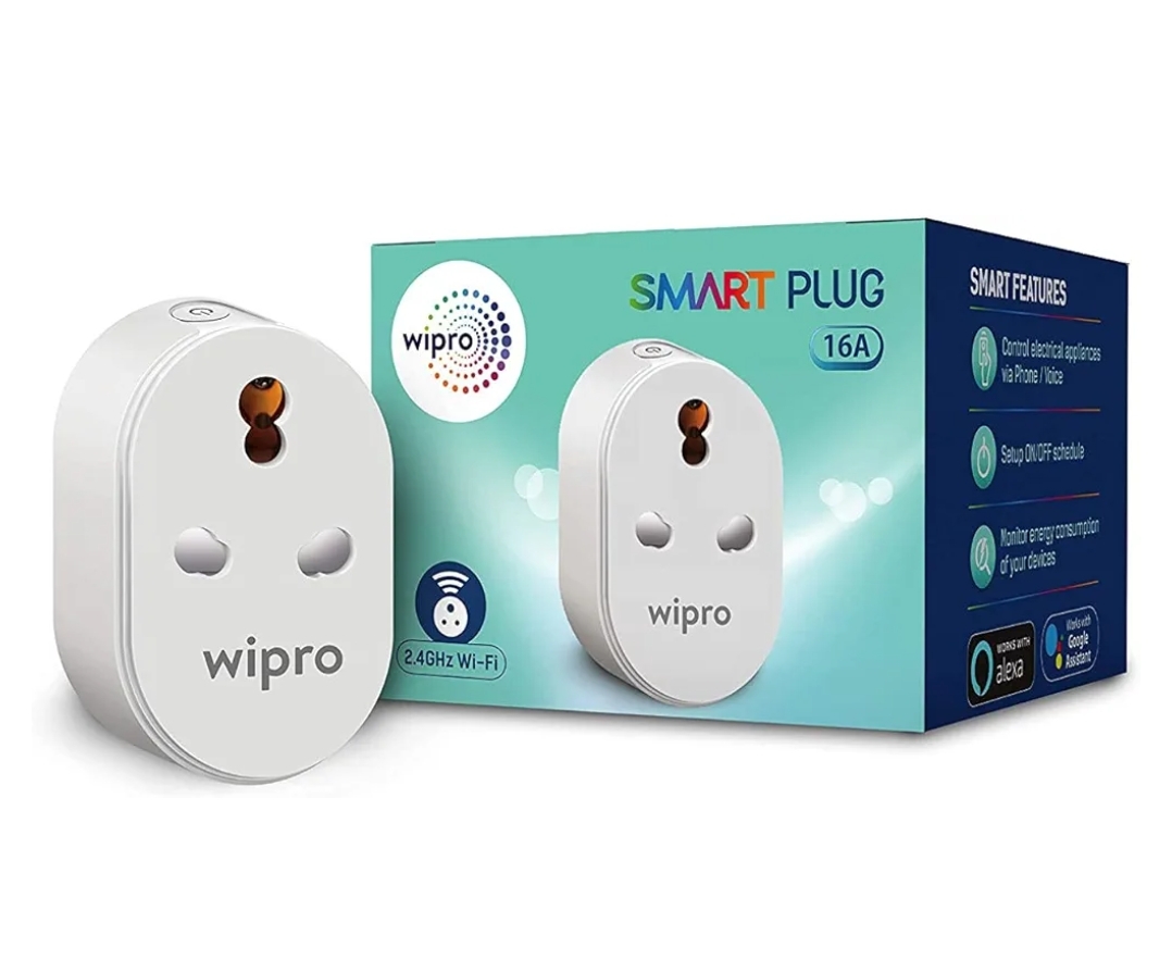 Wipro 16A Wi-Fi Smart Plug with Energy Monitoring- Suitable for Large Appliances like Geysers, Microwave Ovens, Air Conditioners (Works with Alexa and Google Assistant)- White